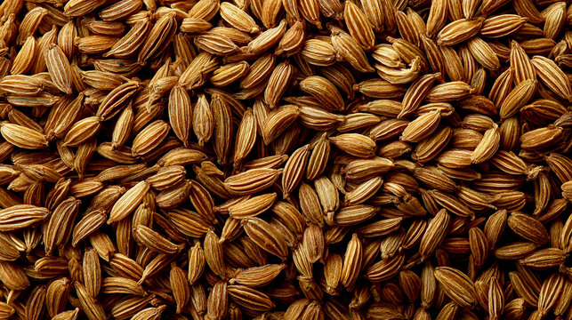A detailed texture of cumin seeds, showcasing their natural color and shape