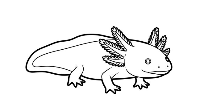 Axolotl Illustration - A Detailed Black and White Drawing.