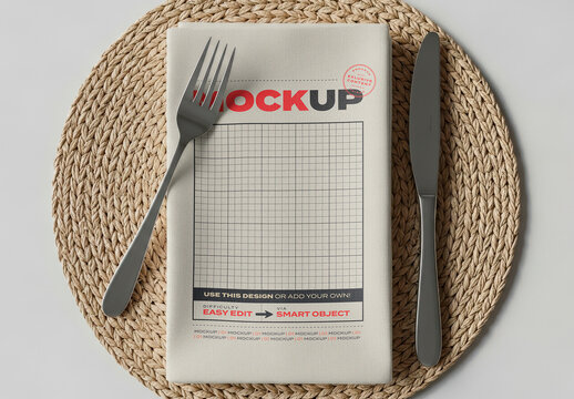 Napking with Silverware Mockup