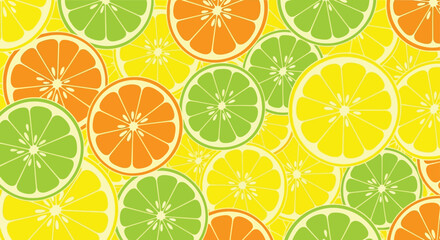 Obraz premium Vibrant citrus slices forming a lively and colorful pattern against a bright background