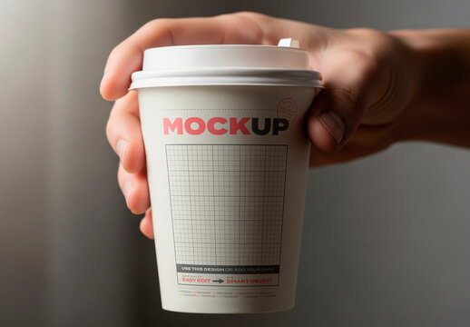 Take Away Cup with Holding Hand Mockup