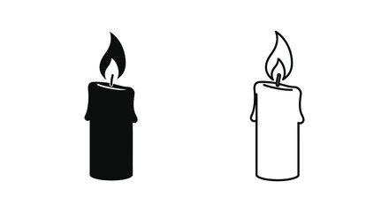 Obraz premium Black and white candles with flames Vector