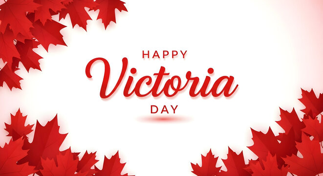 Happy victoria day canada celebration with maple leaves