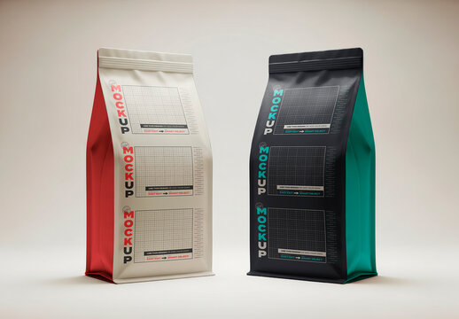 Two Pouch Bags Packaging Mockup