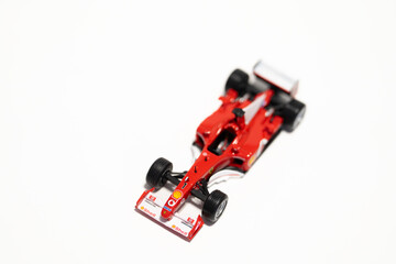 Obraz premium Bucharest Romania 29 march 2026.Detailed scale model of a 2002 Ferrari Formula 1 race car, inspired by the legendary Scuderia Ferrari design.