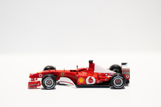 Bucharest Romania 29 march 2026.Detailed scale model of a 2002 Ferrari Formula 1 race car, inspired by the legendary Scuderia Ferrari design.