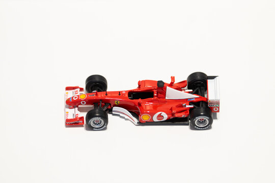 Bucharest Romania 29 march 2026.Detailed scale model of a 2002 Ferrari Formula 1 race car, inspired by the legendary Scuderia Ferrari design.