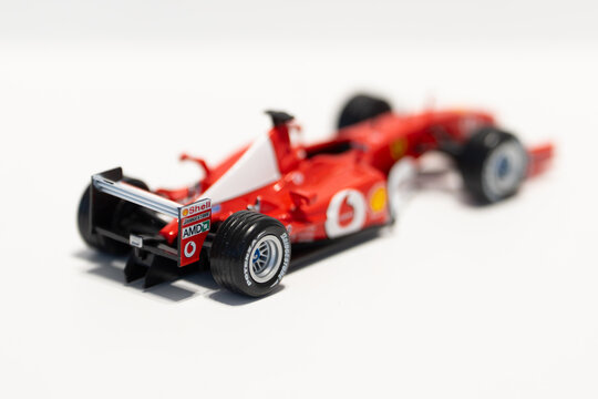 Bucharest Romania 29 march 2026.Detailed scale model of a 2002 Ferrari Formula 1 race car, inspired by the legendary Scuderia Ferrari design.