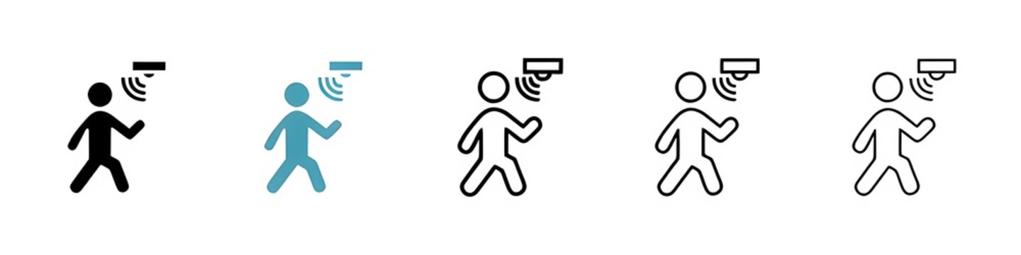 Movement Detector Vector Icon Set. Motion Sensing Device Vector Symbol for UI Design.Thin line customizable illustration. Contour symbol. Vector isolated outline drawing. Editable stroke