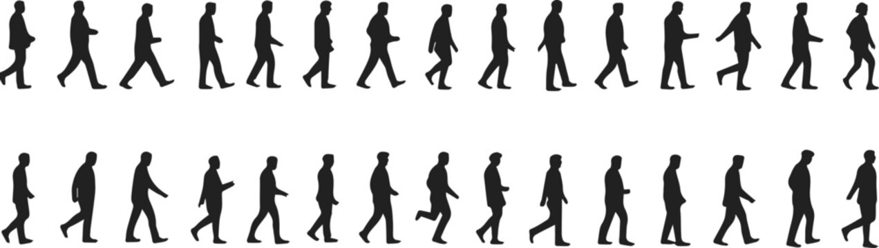 Pedestrian crossing silhouette sequence for safety materials