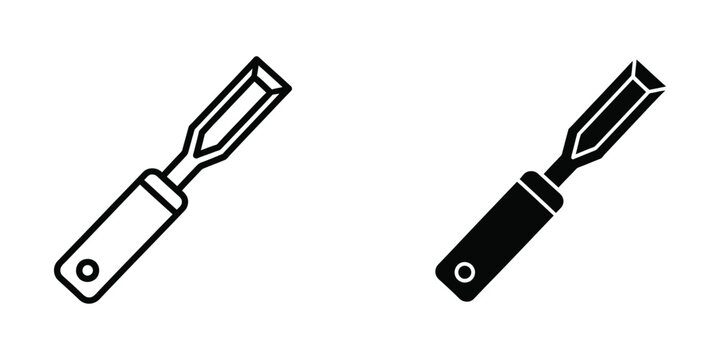 Two different types of woodworking chisels displayed side by side in black and white