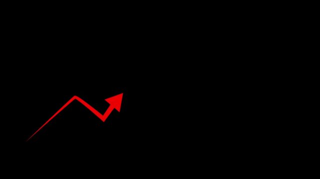 Creative Graph hand drawn arrow chart growing up. Exponential growth and Business profit increaseon Black Background and features 4k Animation video