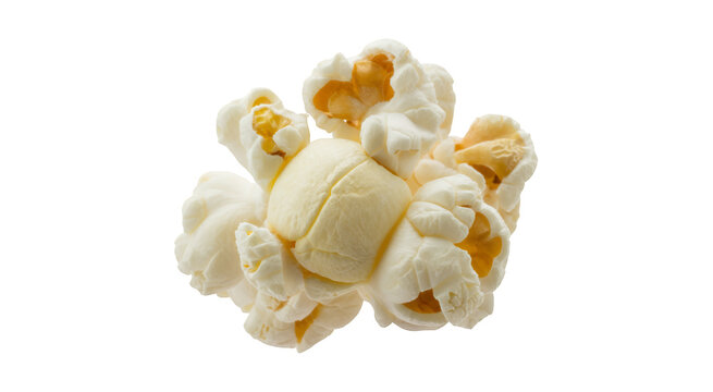Single piece of popcorn white yellow snack isolated on a transparent background