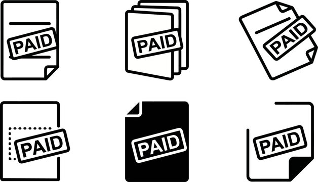 Invoice Payment Approved Status Line and Solid Vector Symbols
