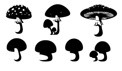 Mushroom toadstool cartoon forest fungus vector set © MdMiraz