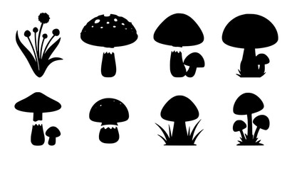 Woodland mushroom toadstool cartoon fungus vector illustration set © MdMiraz
