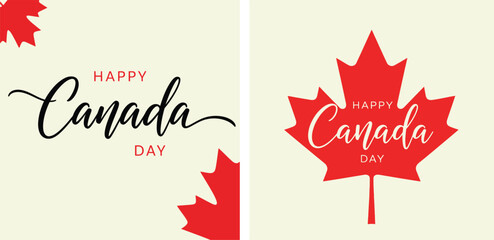 Happy canada day celebrations poster with maple leaf symbol on national holiday © MD IQBAL my daddy