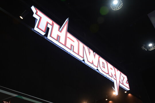 Thaiworkz booth sign at the 20th Inside Racing Bike Fest in Pasay, Philippines
