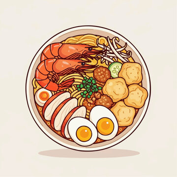 vector illustration of curry mee