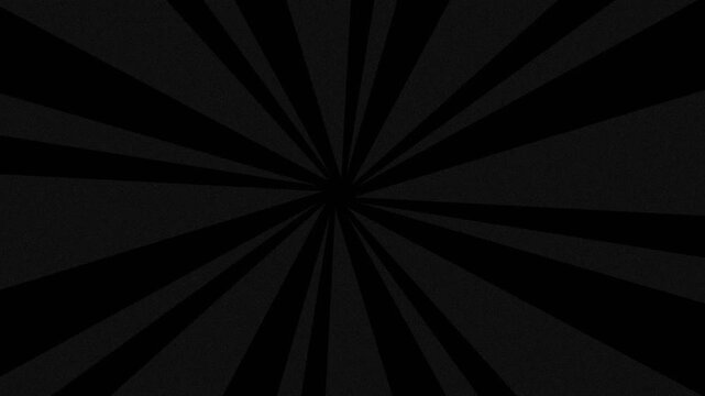 Black and Dark Grey Retro Sunburst Radial Ray Loop. Bold black and charcoal grey rays rotate from a central point. For cinematic transitions, noir-style titles, high-end brand reveals.