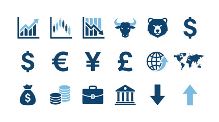 Fototapeta premium Comprehensive Financial and Economic Icon Pack for Global Markets