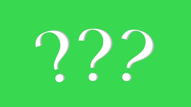 3d Three bold white question marks against a vibrant green background, symbolizing inquiry, uncertainty, and the need for answers or solutions