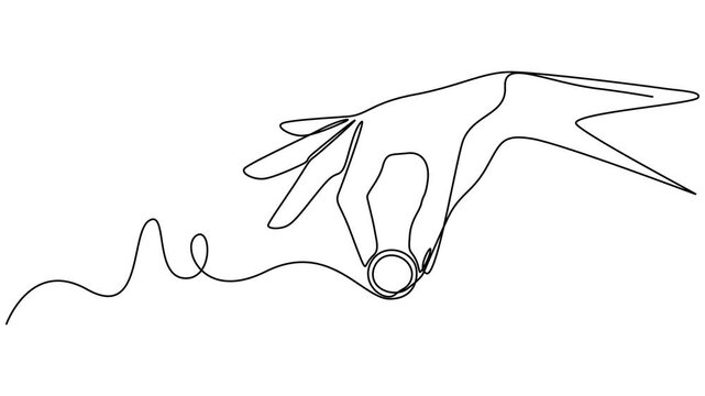 Continuous one line circle stroke, Hand drawn circle frame on white background, Continuous one line drawing of scribble black circle, Continuous editable line drawing of round animation, video, motion