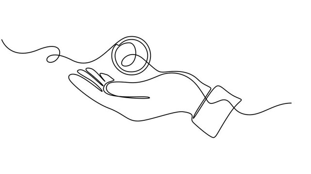 Continuous one line circle stroke, Hand drawn circle frame on white background, Continuous one line drawing of scribble black circle, Continuous editable line drawing of round animation, video, motion