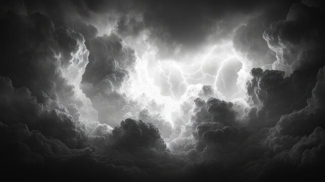 Thick swirling clouds fill the sky as lightning flickers signaling an imminent storm