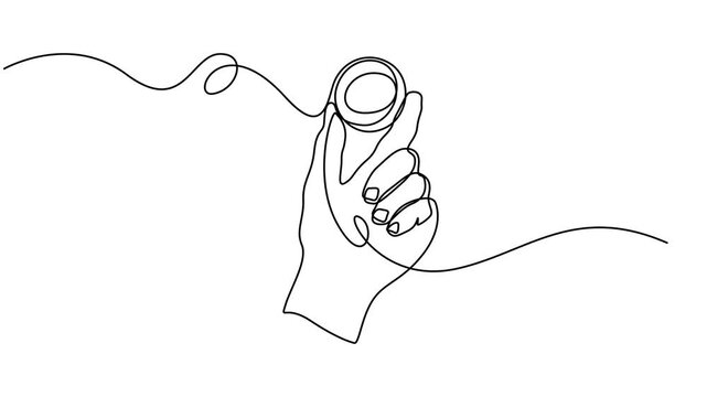 Continuous one line circle stroke, Hand drawn circle frame on white background, Continuous one line drawing of scribble black circle, Continuous editable line drawing of round animation, video, motion