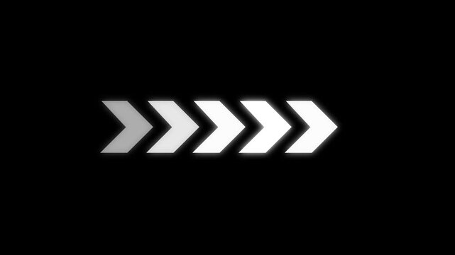 Direction concept, neon arrow icon, arrows indicates the direction of the overlay video on Black Background and features 4k Animation video
