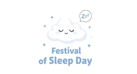 Obraz premium Sleepy Cloud Festival Day Illustration.