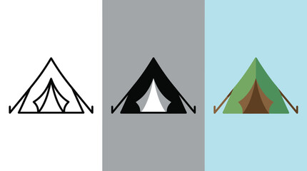 Tent Icon Variations on Different Backgrounds © PixelCraft3D