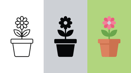 Fototapeta premium Colorful Flower Pots with Different Colored Backgrounds
