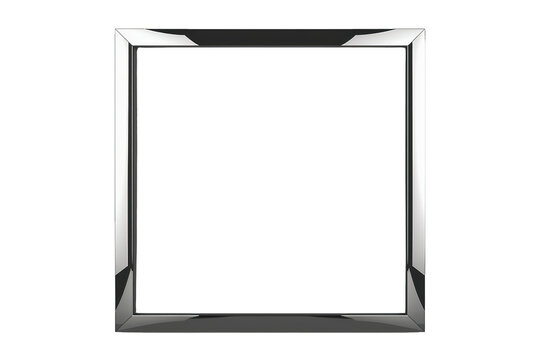 Silver metallic modern frame for livestreaming or gaming, screen border template, transparent background, overlay design