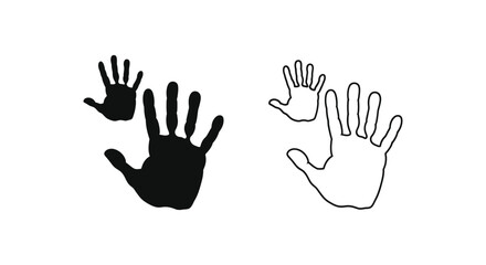 Obraz premium Handprint and footprint silhouette Vector