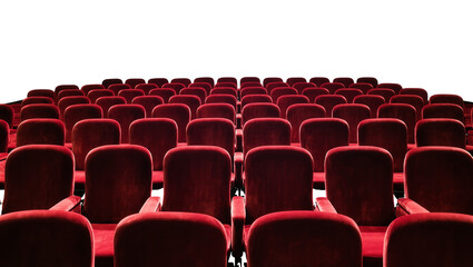 Fototapeta premium Isolated luxurious red velvet empty seats ready for a classic cinema or theater performance