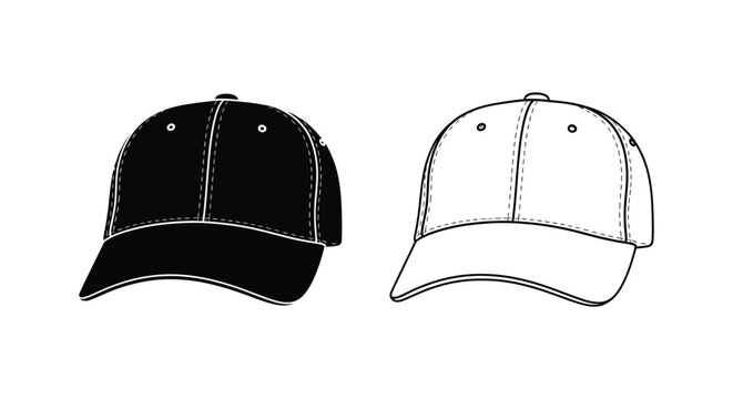 Black and white baseball cap illustration Vector