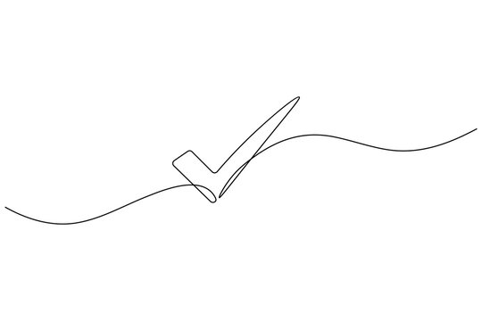 Check mark one line drawing of checkmark symbol on white background
