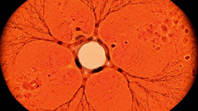 Histological Microscopic View of Nerve Tissue Cross Section