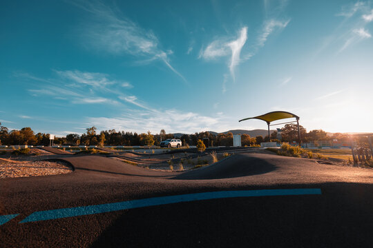 Vehicle parked beside pump track in regional New South Wales town