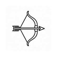 Simple line drawing of a bow and arrow isolated on white © NILUFA