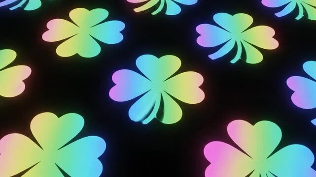 Rainbow colored four leaf clover pattern.