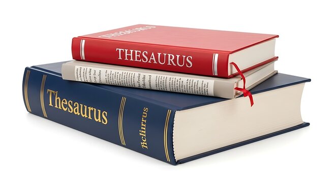 Stacked Thesaurus Books - A Comprehensive Guide to Words and Meanings.
