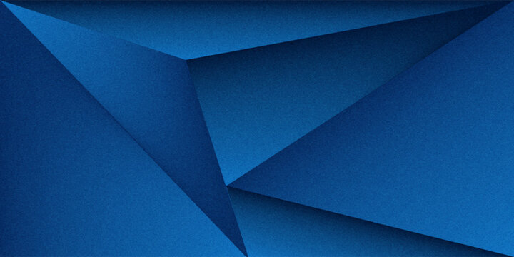 Black dark navy blue silver abstract pattern background. Geometric shape. Line triangle angle fold polygon diamond 3D. Color gradient ombre. Rough grain noise. Light shadow. Matte shimmer. Minimum.