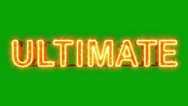 Neon sign with the word 'ULTIMATE' on green background