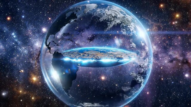 Conceptual Illustration of a Flat Earth Dome in Deep Space