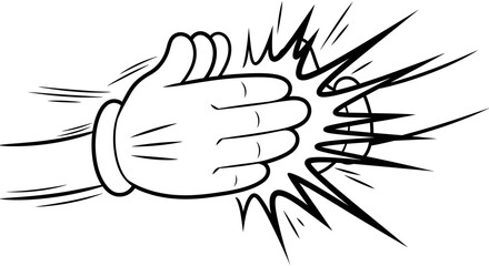 Fototapeta premium Cartoon Hand Fist Punching with Impact Lines on Isolated White Background