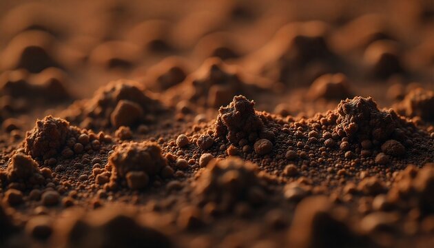 Close-up Macro View of Dry Crumbled Earth Texture.