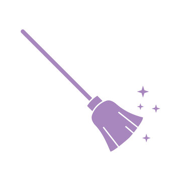 Colored Simple Shape Broom Cleaning Service Icon Vector Template